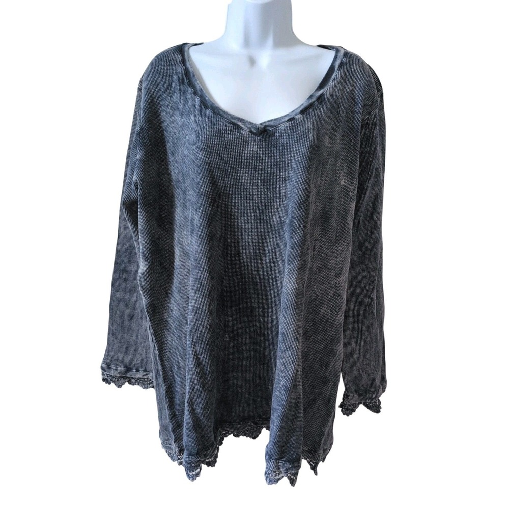 SOFT SURROUNDINGS 27654 Sutton Blue Lace Thermal Boho Top - 2x - New